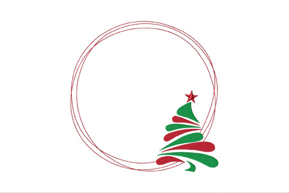 Circle Frame with Christmas Tree