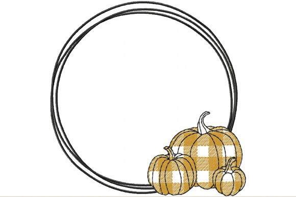 Circle Frame with Pumpkins Monogram