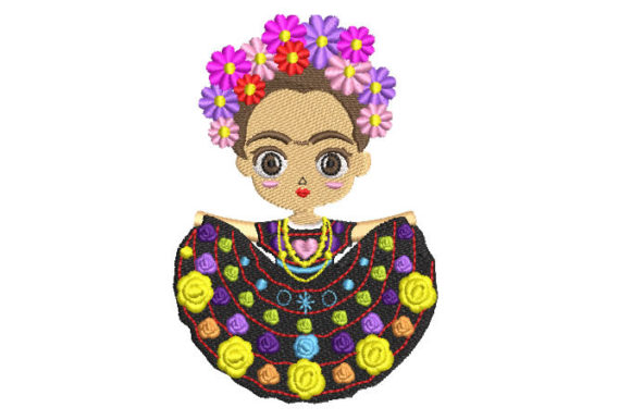 Doll with Skirt Embroidery Design