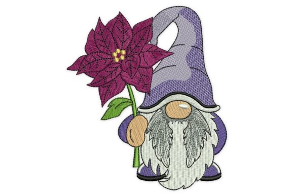 Poinsettia Gnome Embroidery Design