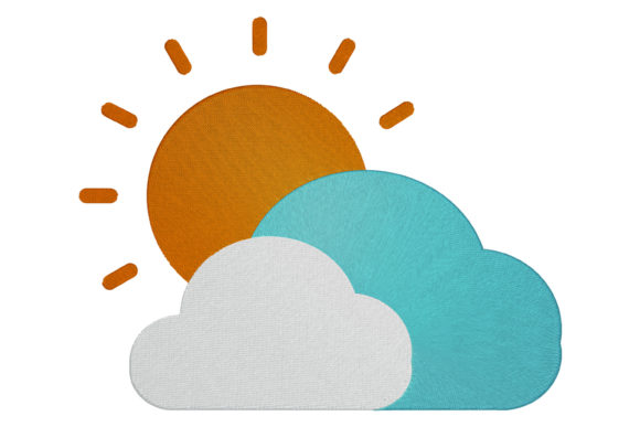Sun and Cloud Embroidery Design