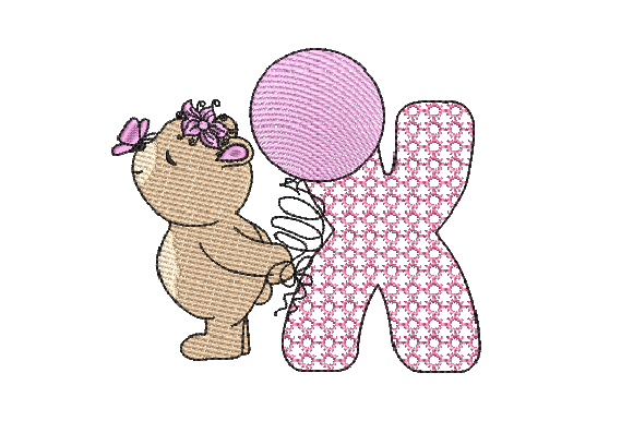 X Girl Teddy Embroidery Design